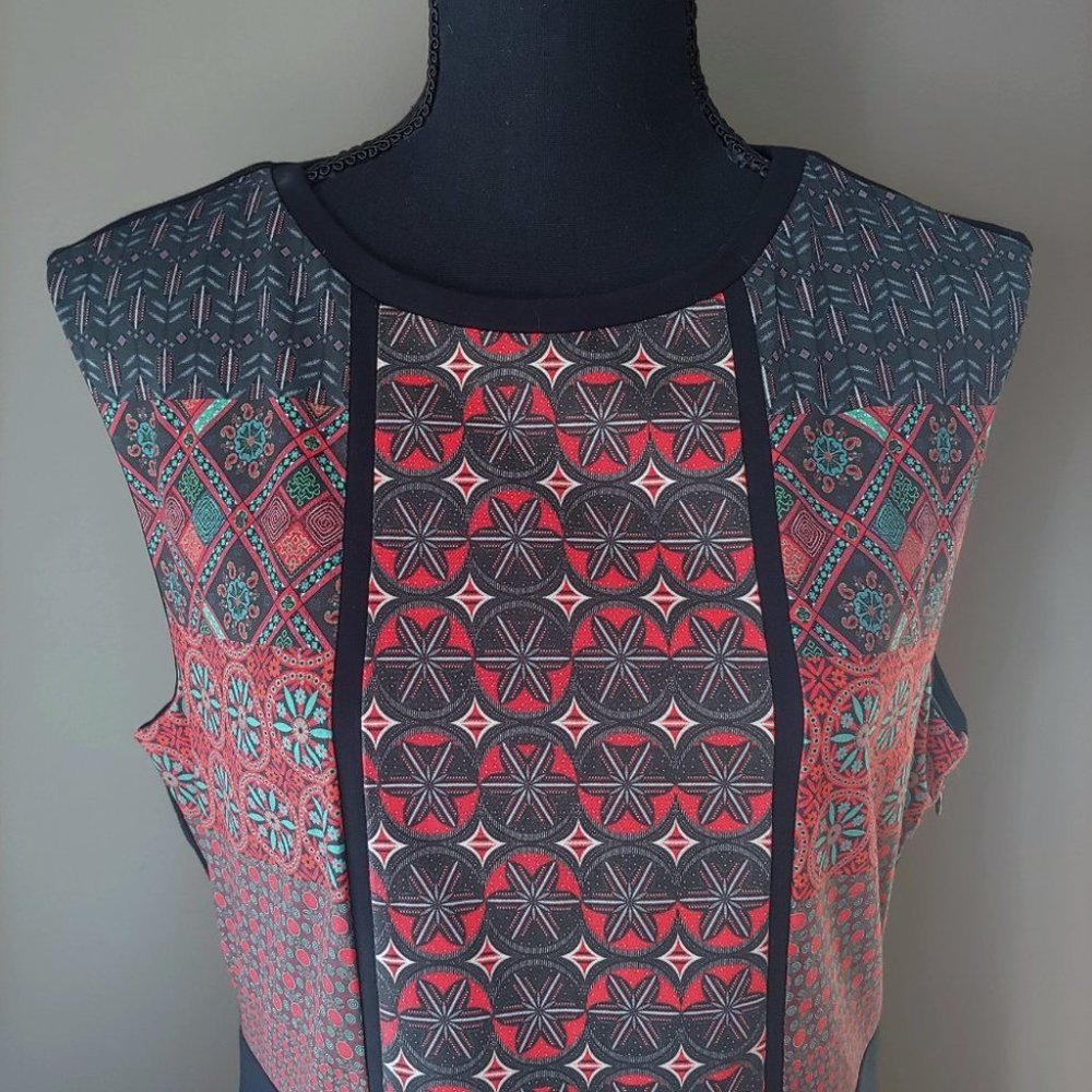[SOLD] Desigual Birmania Woven Sleeveless Geometric Design Shift Dress - Picture 4 of 16